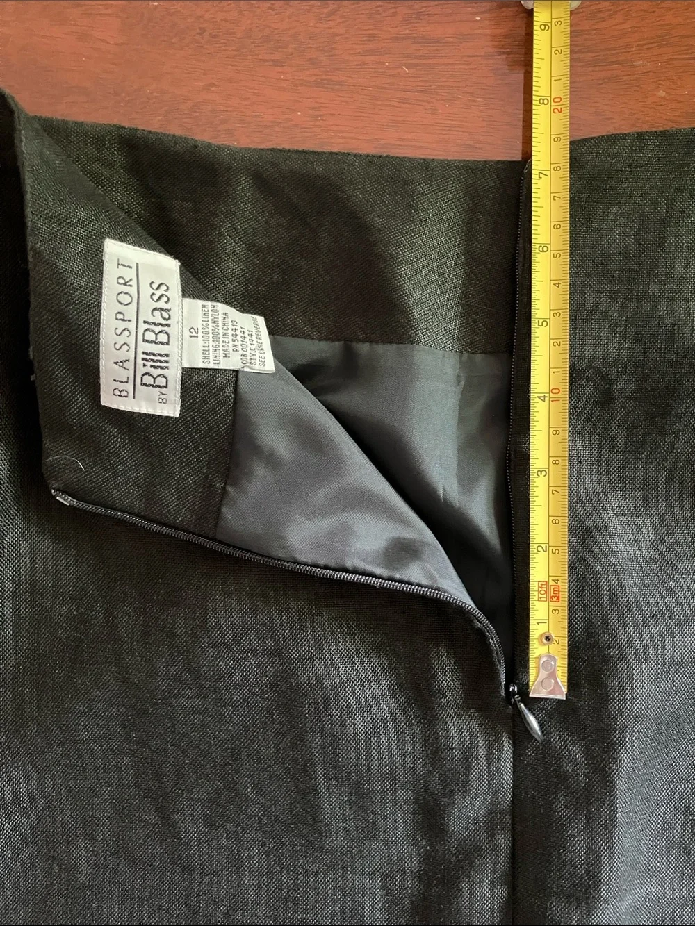 Vintage Bill Blass Blassport Black Linen Pencil Skirt Fits 8/10